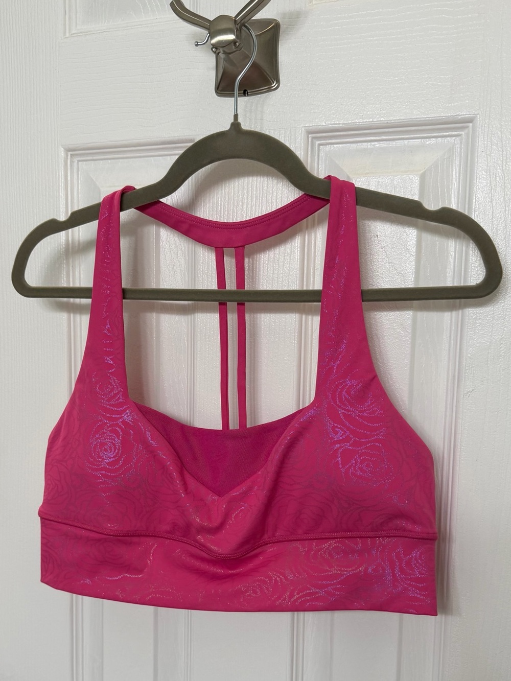 Crowned Athletics Beauty Sleep in Pink Bra Large Rose Foil Princess Active Wear